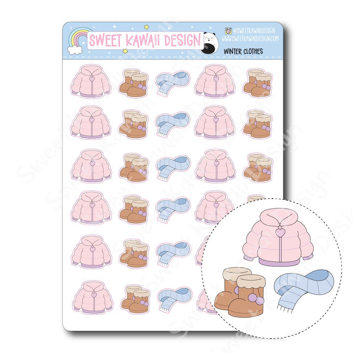 Kawaii Winter Clothes Stickers