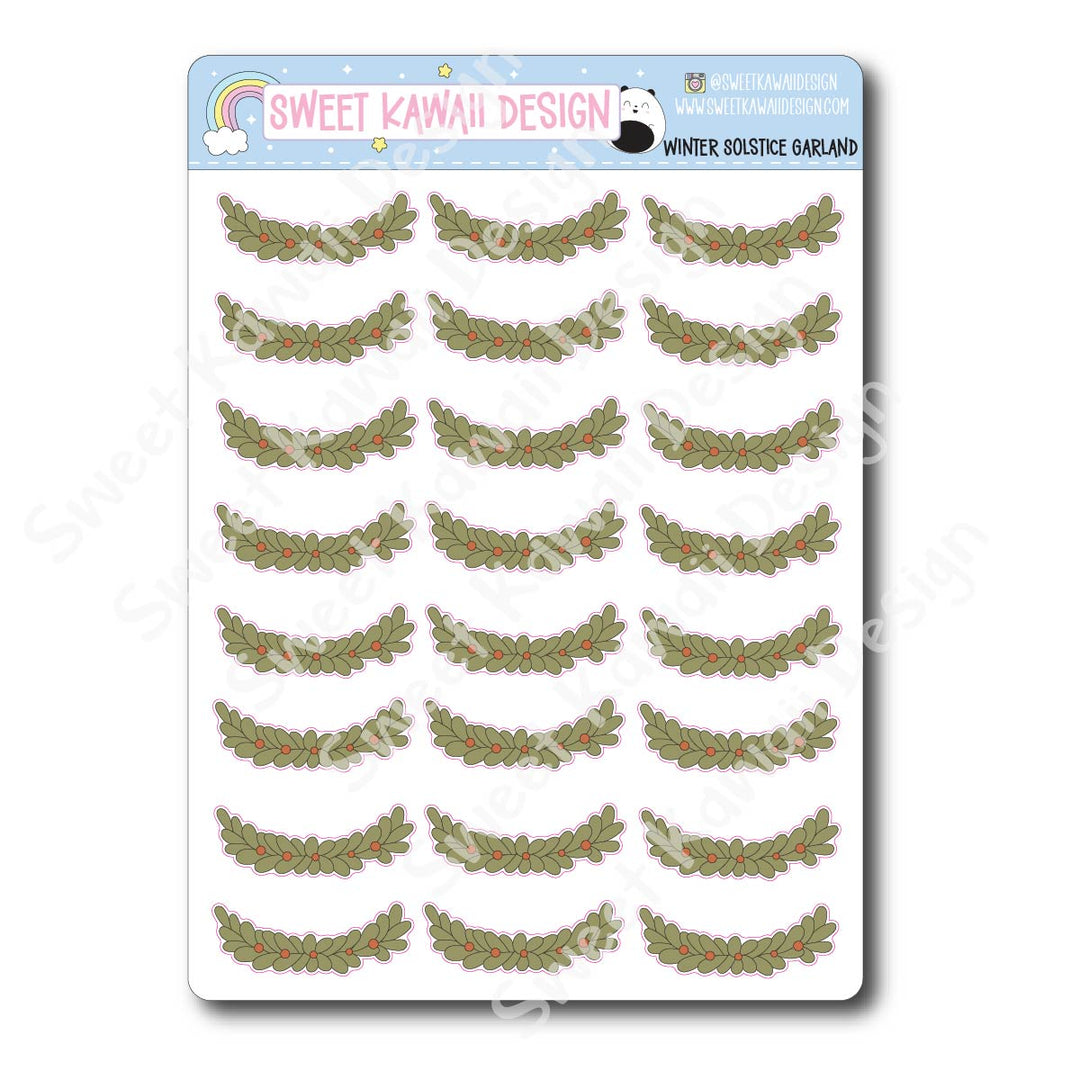 Kawaii Winter Solstice Garland Stickers