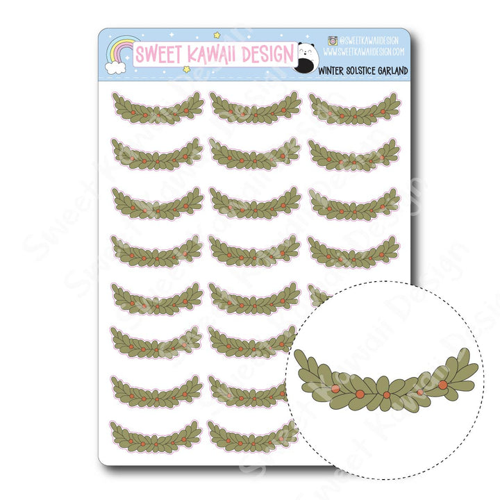 Kawaii Winter Solstice Garland Stickers