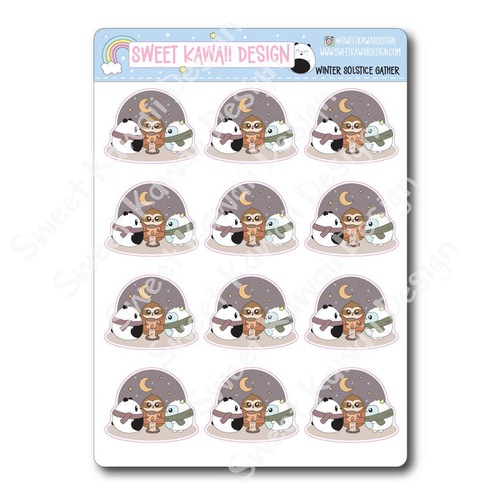 Kawaii Winter Solstice Gather Stickers