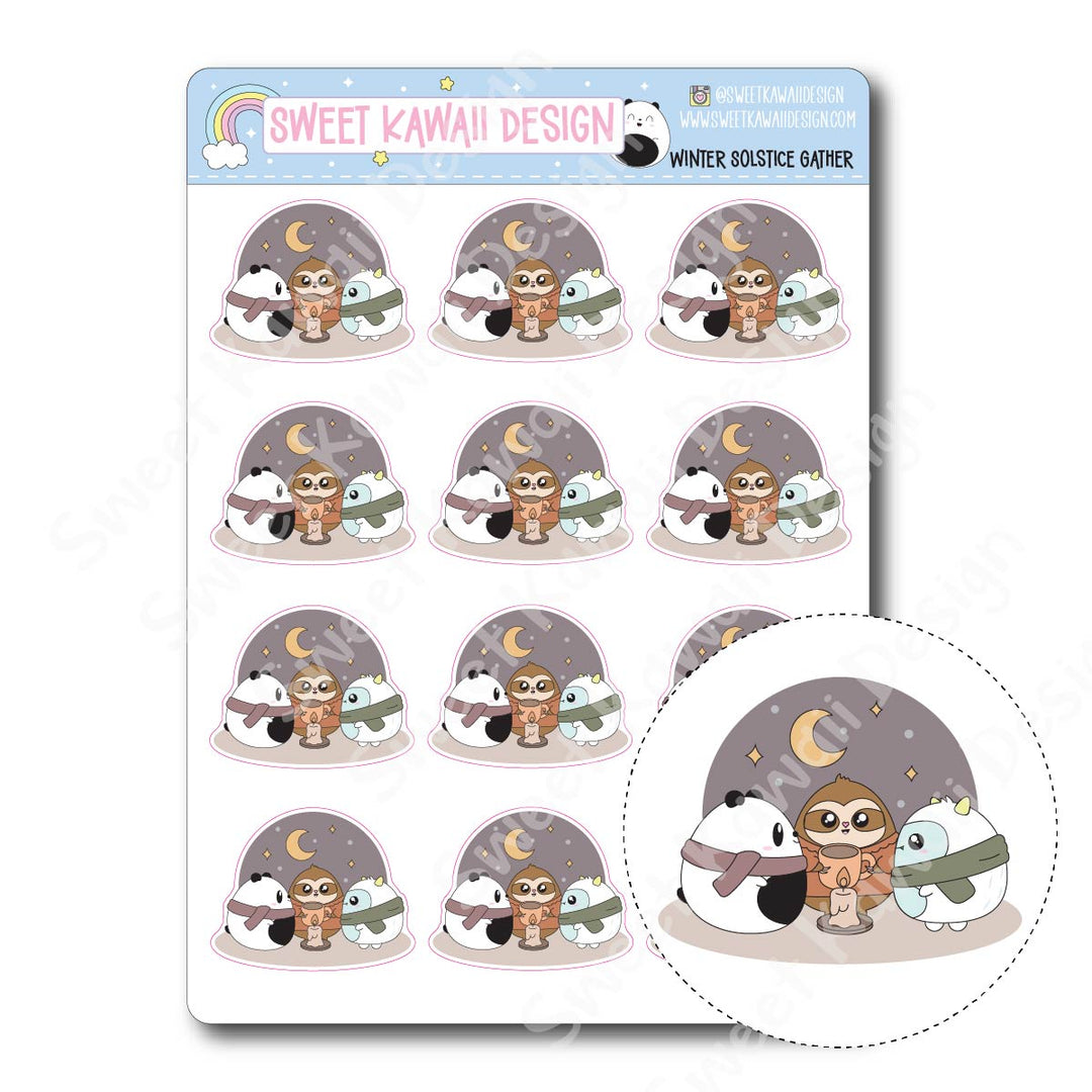 Kawaii Winter Solstice Gather Stickers