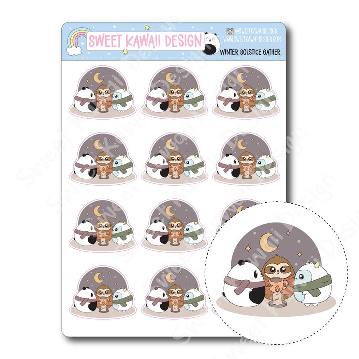 Kawaii Winter Solstice Gather Stickers