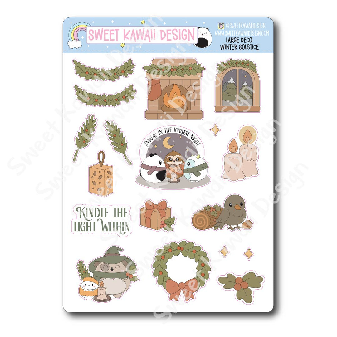 Kawaii Winter Solstice Deco (LARGE) Stickers