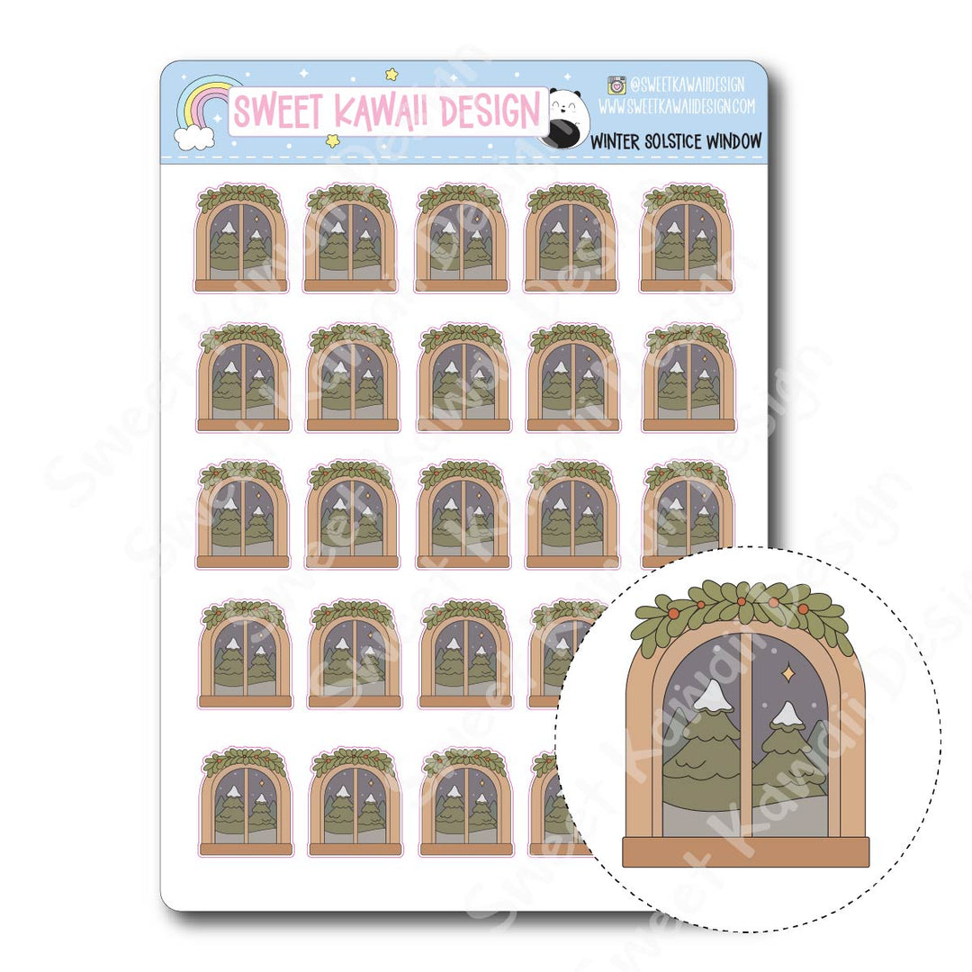 Kawaii Winter Solstice Window Stickers
