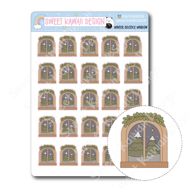 Kawaii Winter Solstice Window Stickers