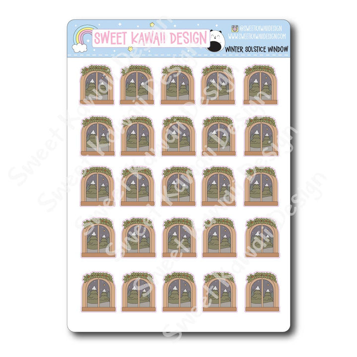 Kawaii Winter Solstice Window Stickers