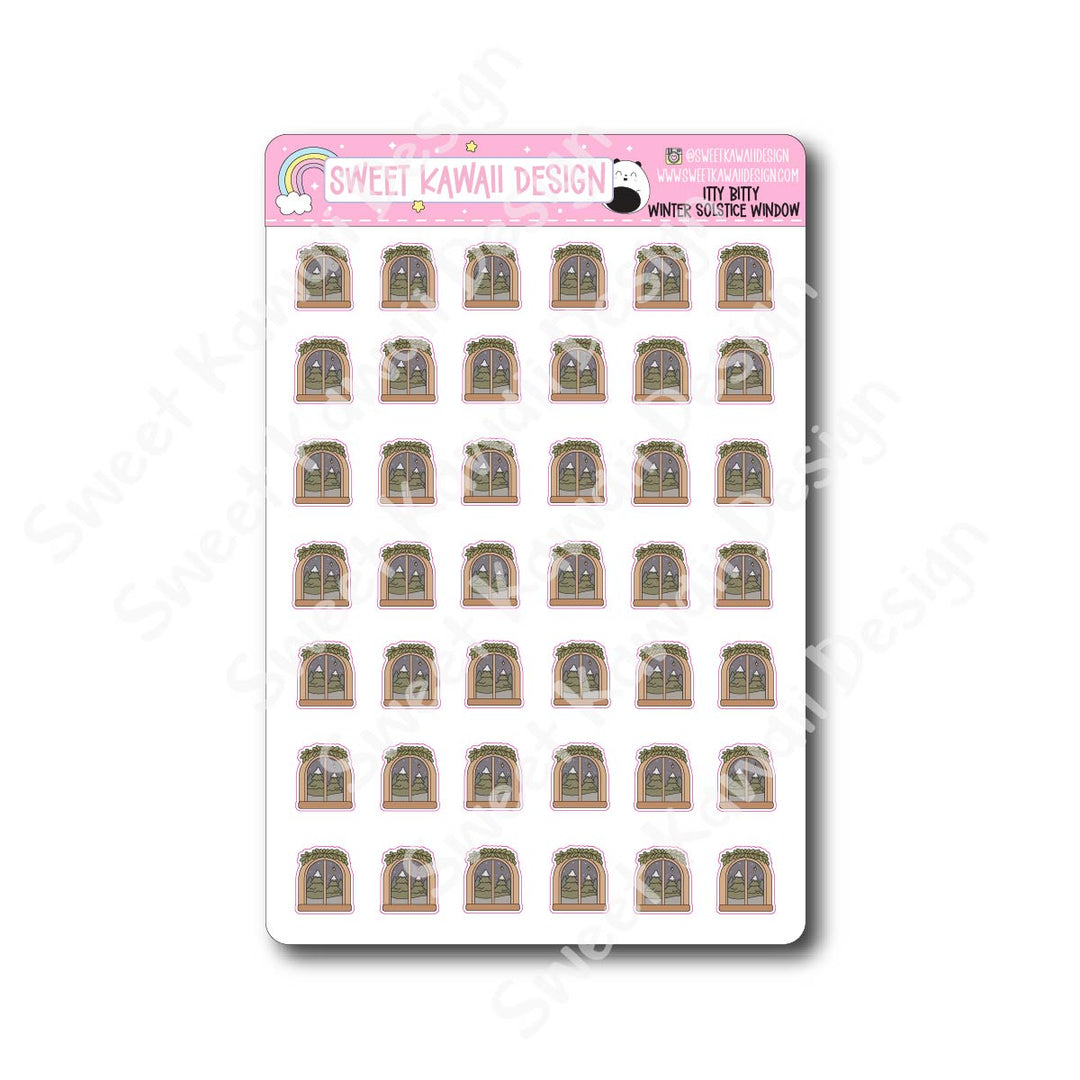Kawaii Winter Solstice Window Stickers