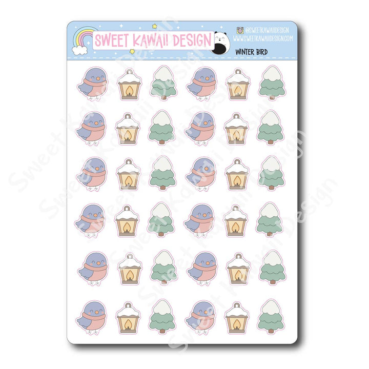Kawaii Winter Bird Stickers