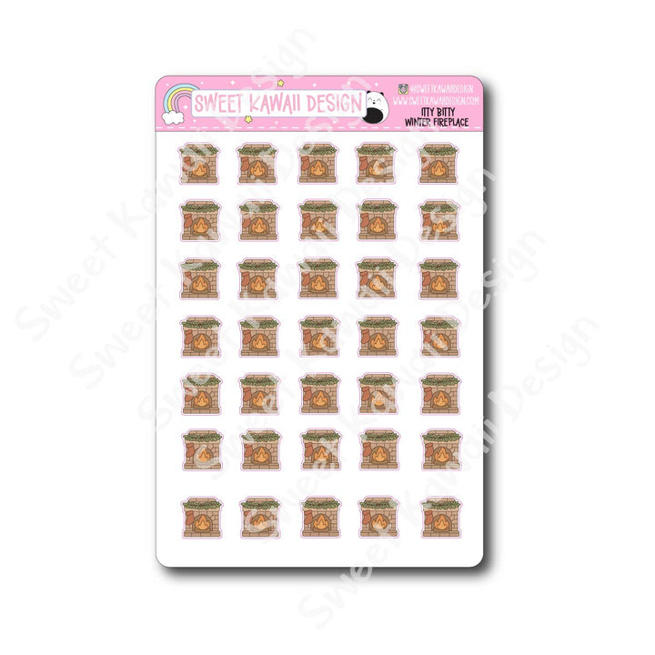 Kawaii Winter Fireplace Stickers