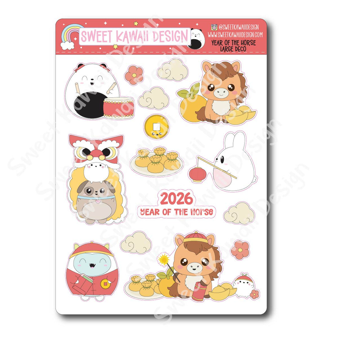Kawaii Year of the Horse Deco (LARGE) Stickers