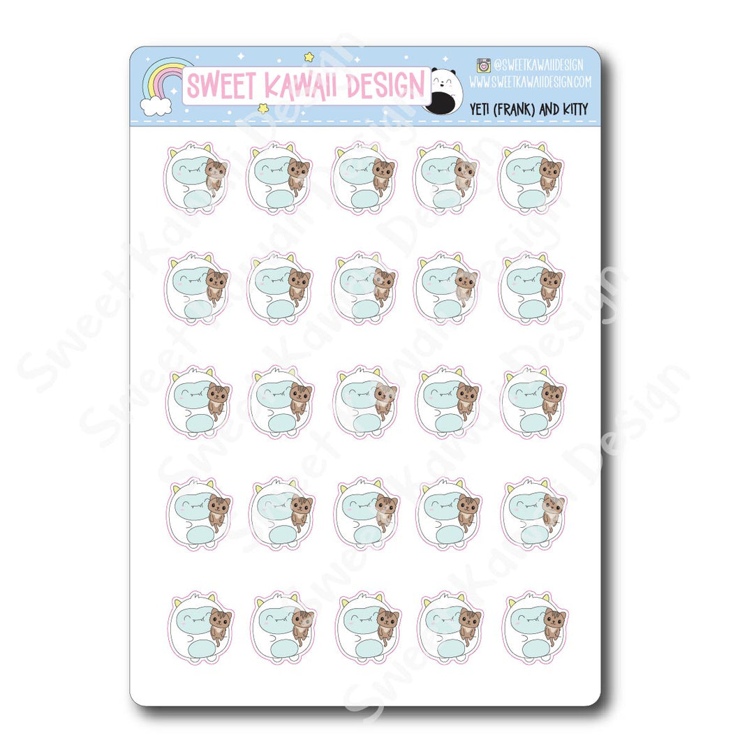 Kawaii Yeti (Frank) and Kitty Stickers