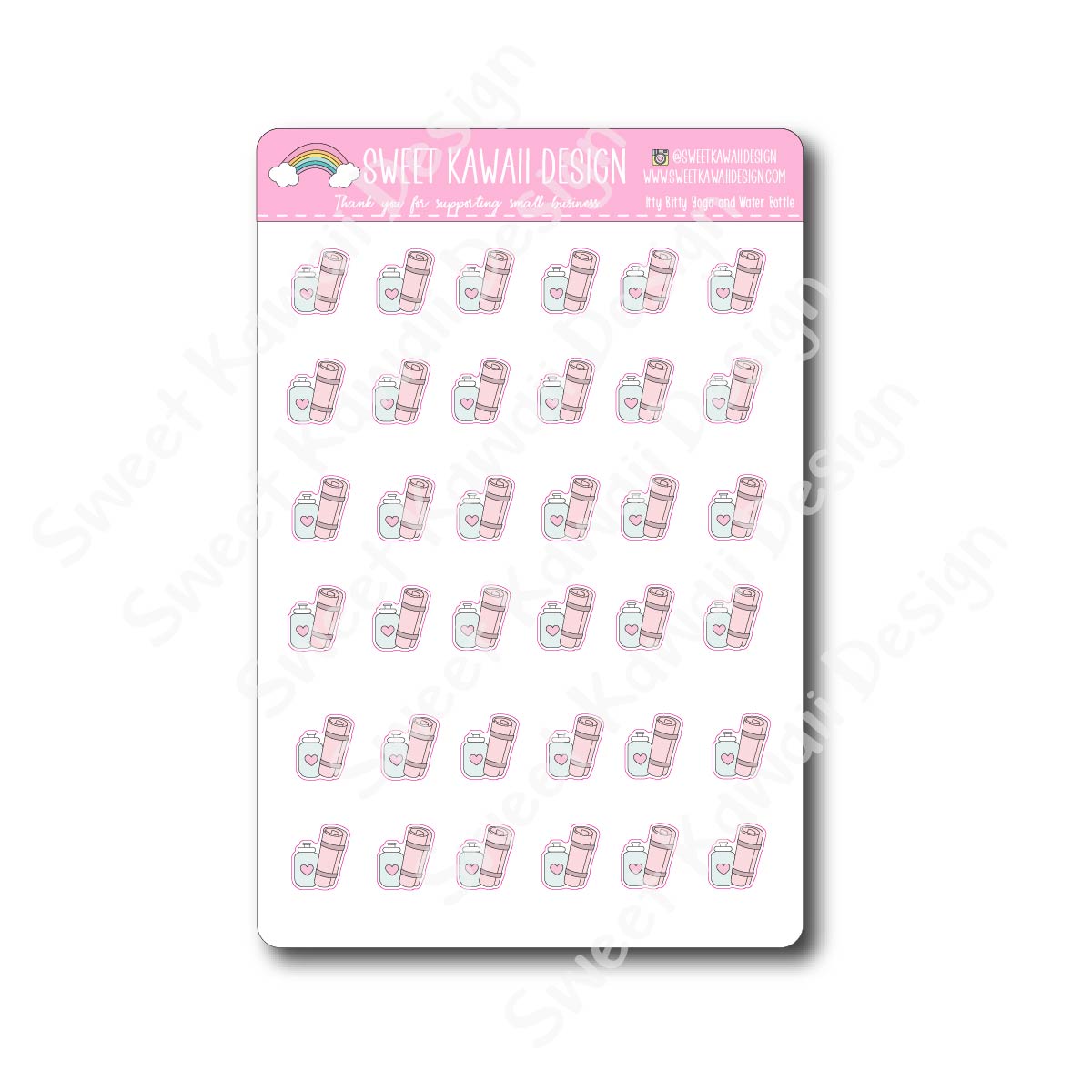 Kawaii Yoga and Water Bottle Stickers