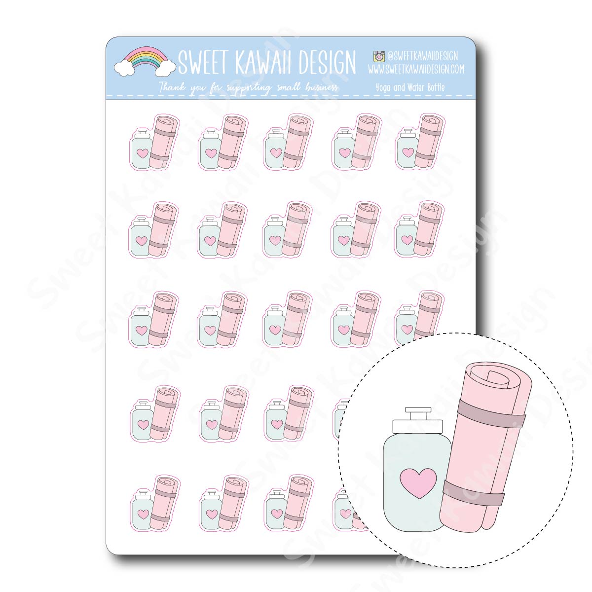 Kawaii Yoga and Water Bottle Stickers