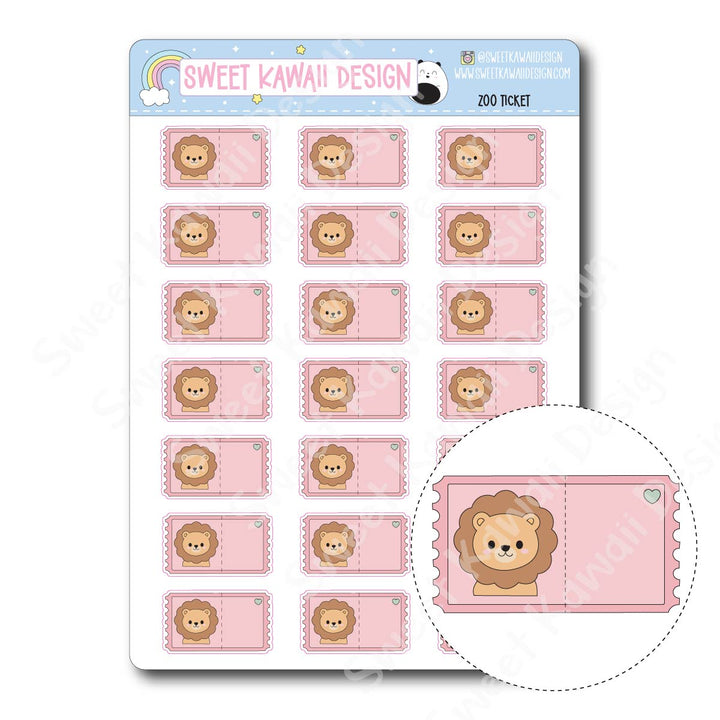 Kawaii Zoo Ticket Stickers