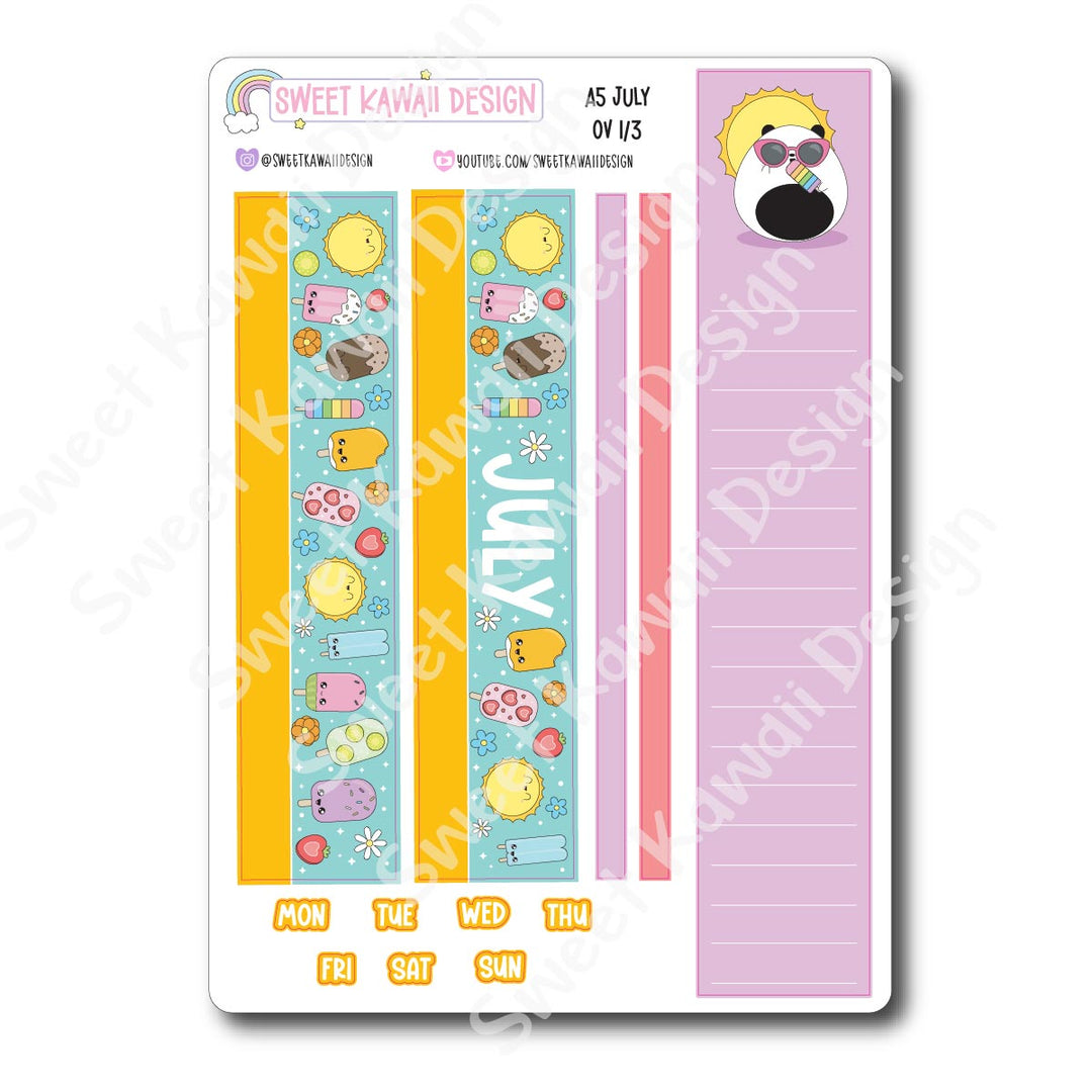 July 2025 Monthly Overview Stickers - A5