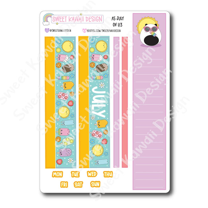 July 2025 Monthly Overview Stickers - A5