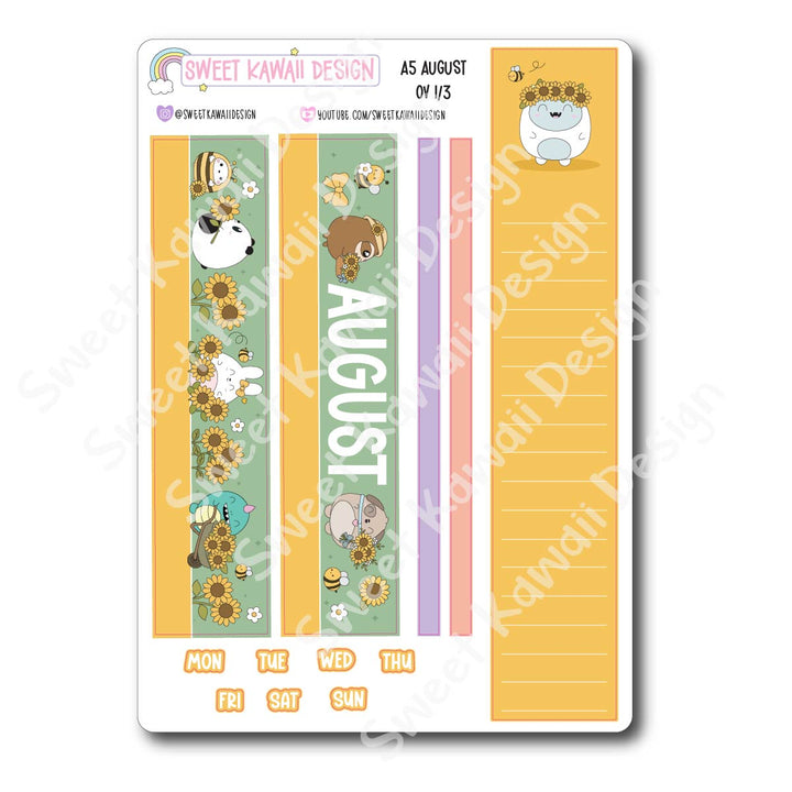 August 2026 Monthly Overview Stickers - A5