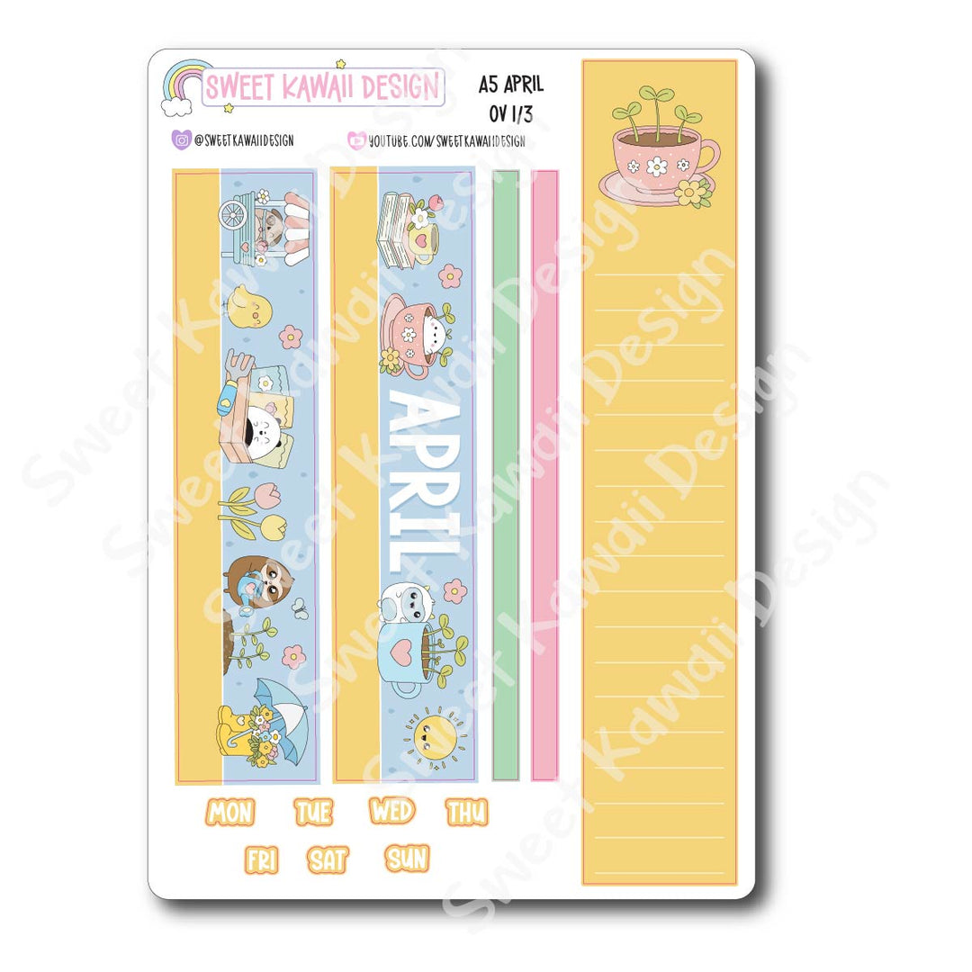 April 2026 Monthly Overview Stickers - A5