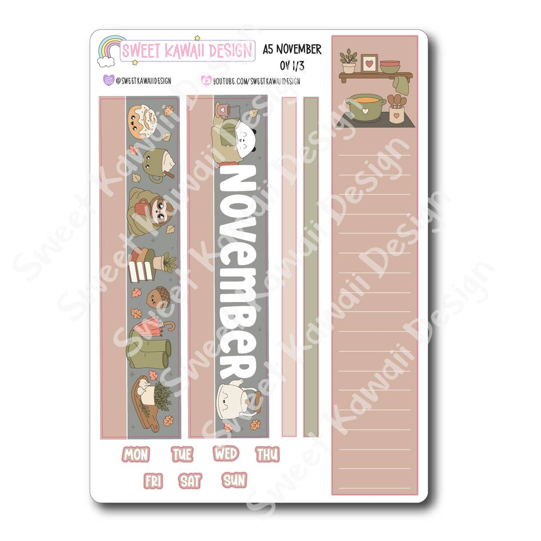 November 2026 Monthly Overview Stickers - A5