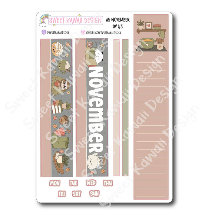 November 2026 Monthly Overview Stickers - A5