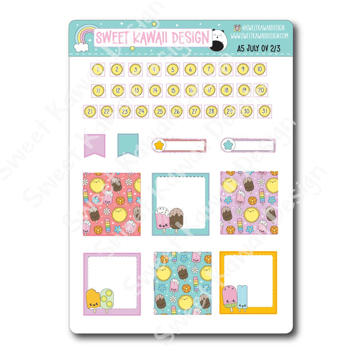 July 2025 Monthly Overview Stickers - A5
