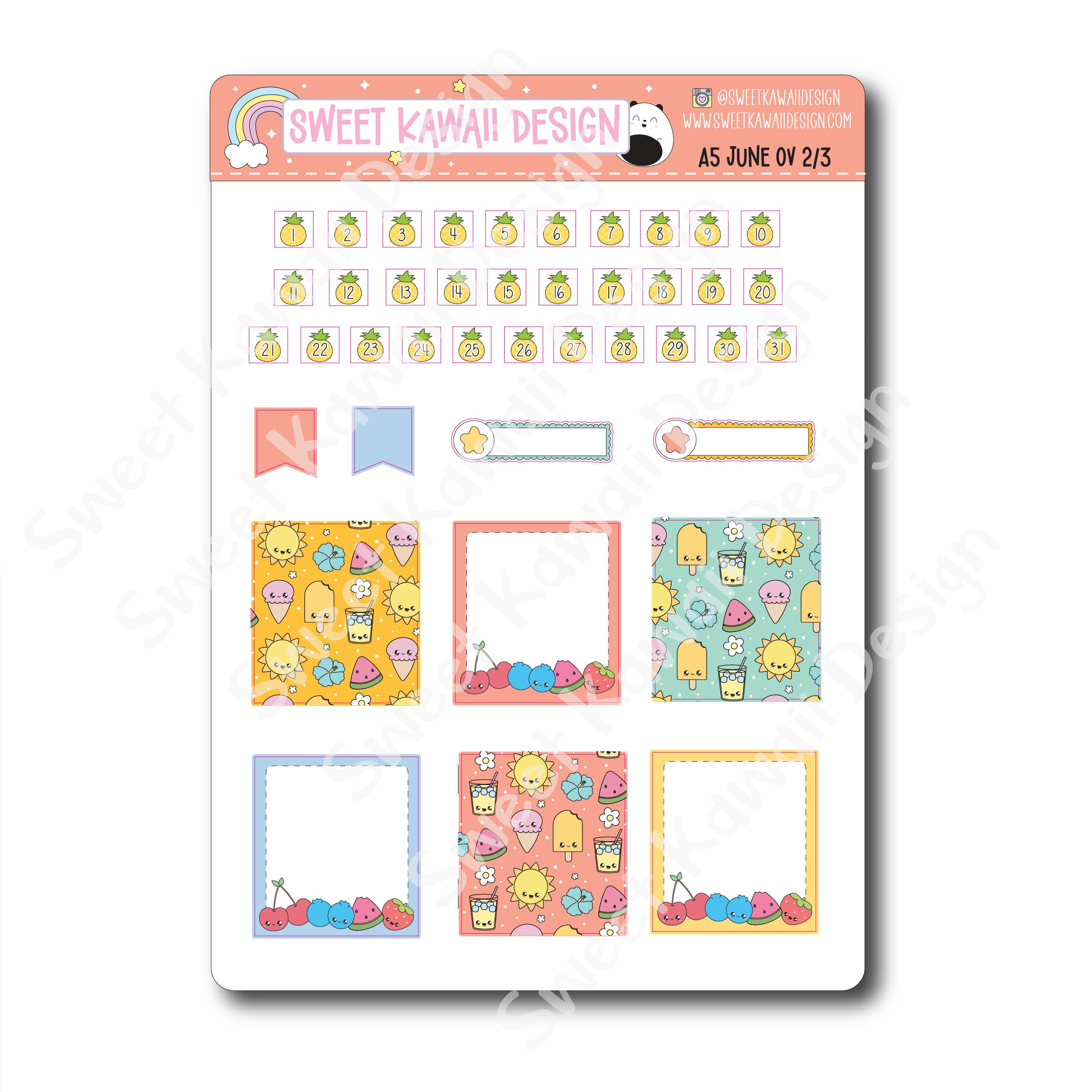 June 2024 Monthly Overview Stickers - A5
