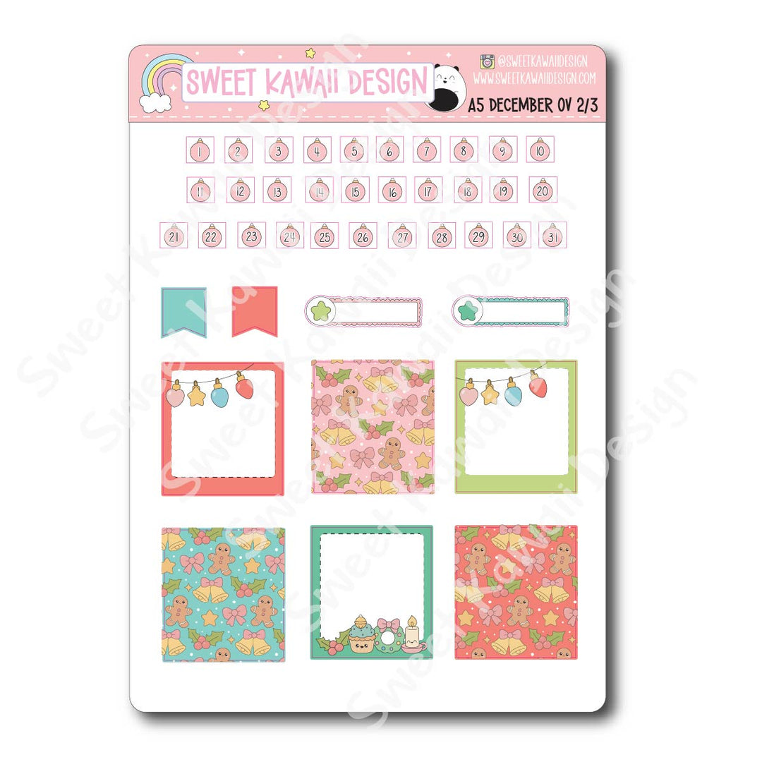 December 2025 Monthly Overview Stickers - A5