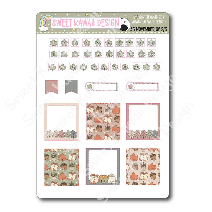 November 2026 Monthly Overview Stickers - A5