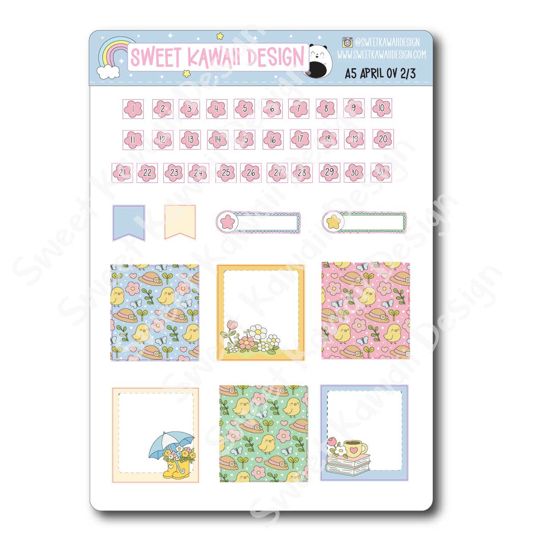 April 2026 Monthly Overview Stickers - A5