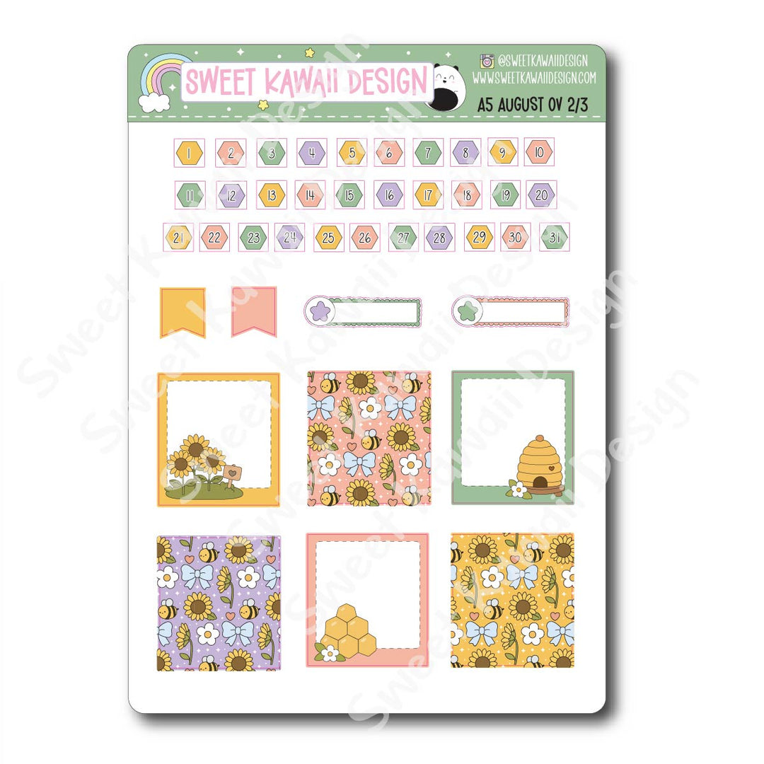 August 2026 Monthly Overview Stickers - A5