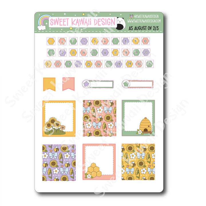 August 2026 Monthly Overview Stickers - A5