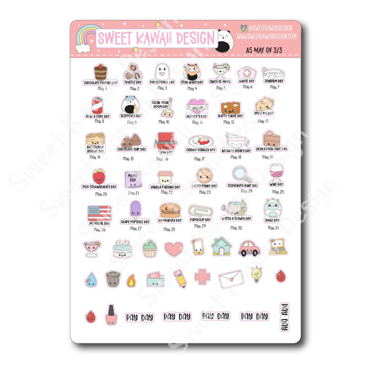 May 2025 Monthly Overview Stickers - A5