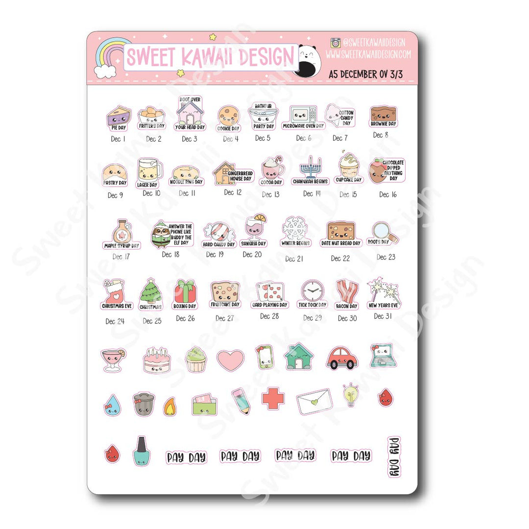 December 2025 Monthly Overview Stickers - A5