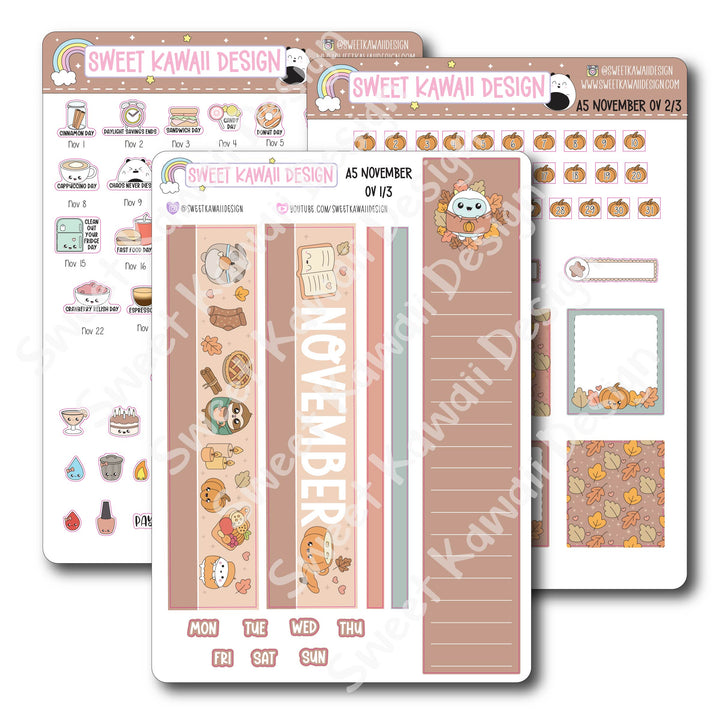 November 2025 Monthly Overview Stickers - A5