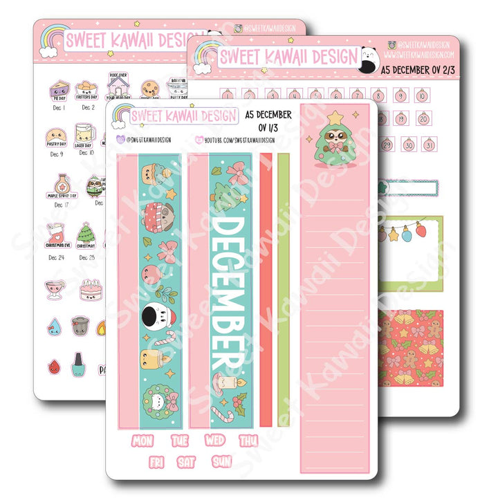 December 2025 Monthly Overview Stickers - A5