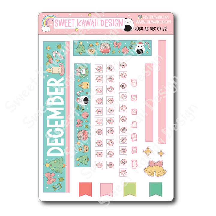 December 2025 Monthly Overview Stickers - Hobo A6