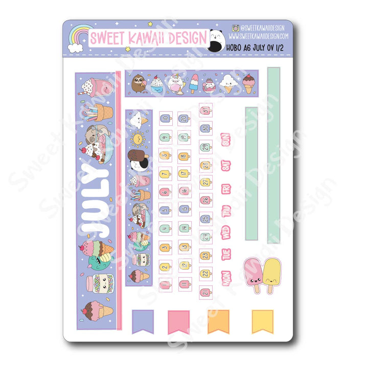 July 2026 Monthly Overview Stickers - Hobo A6