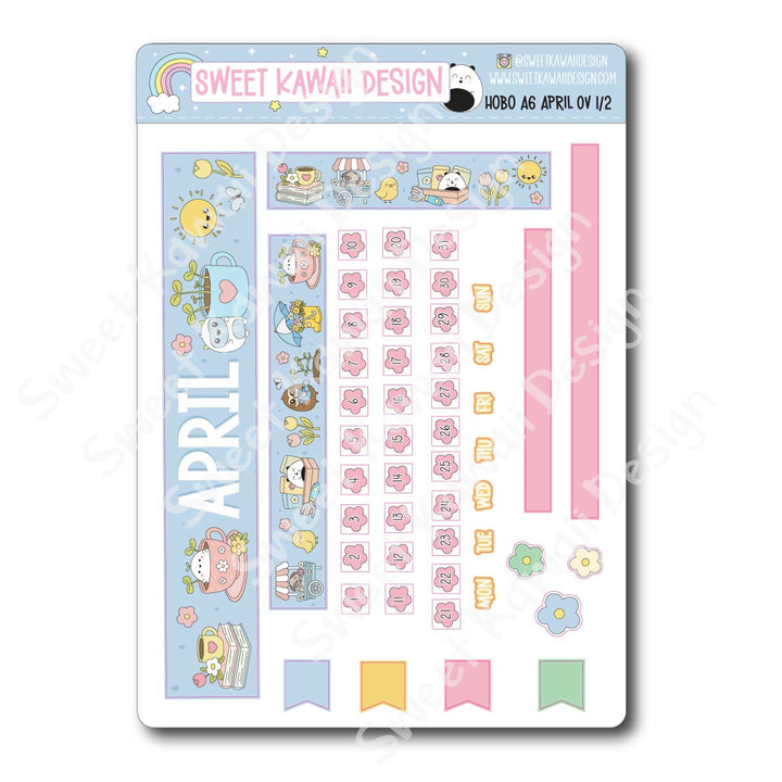 April 2026 Monthly Overview Stickers - Hobo A6