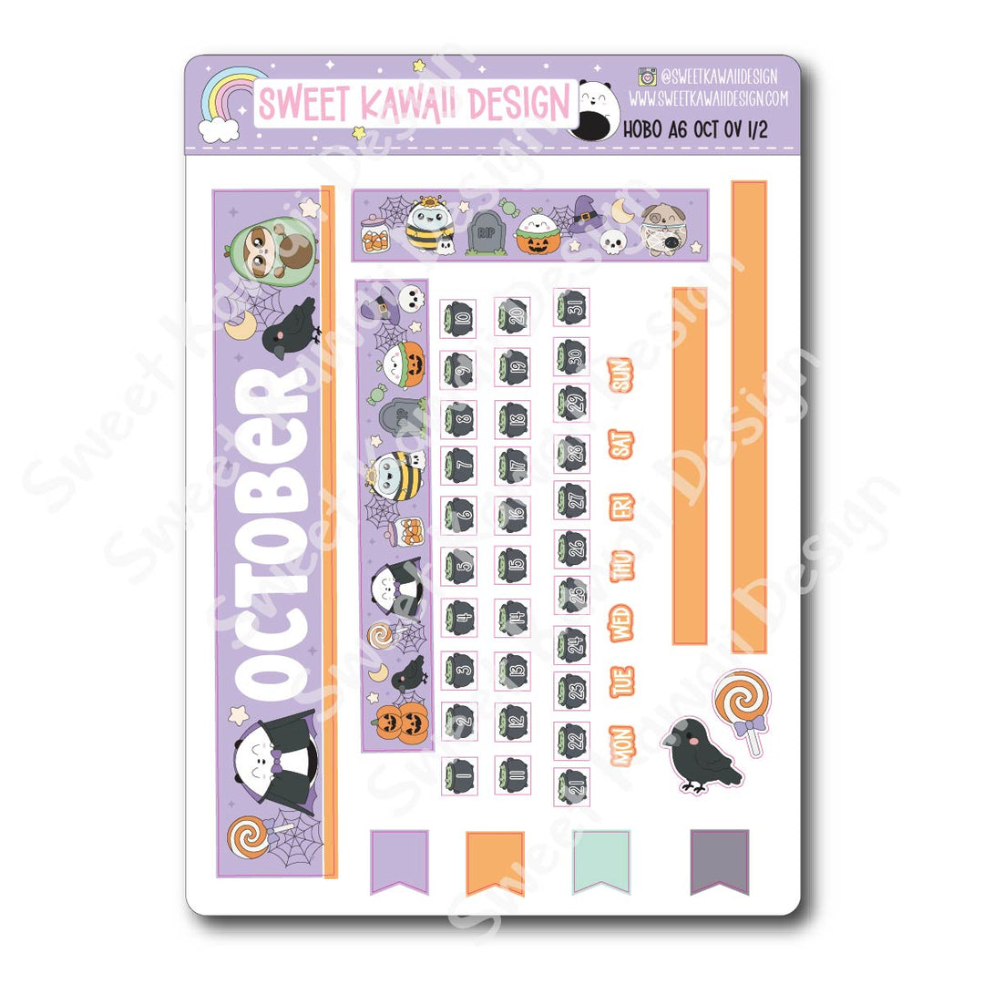 October 2026 Monthly Overview Stickers - Hobo A6