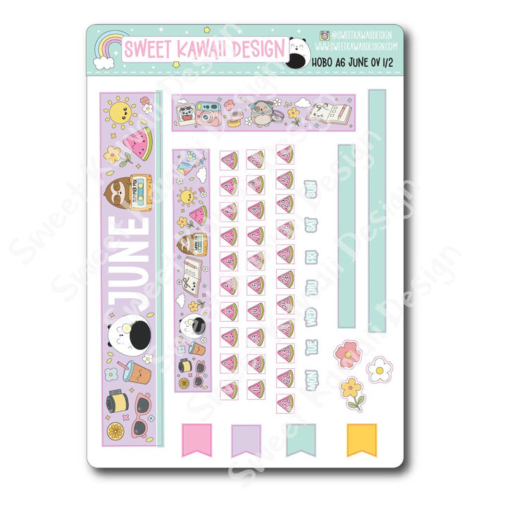 June 2026 Monthly Overview Stickers - Hobo A6