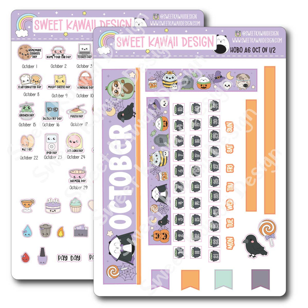 October 2026 Monthly Overview Stickers - Hobo A6