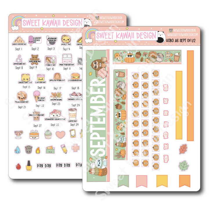 September 2026 Monthly Overview Stickers - Hobo A6