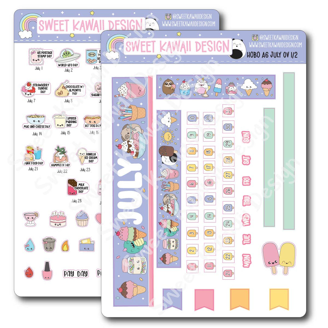 July 2026 Monthly Overview Stickers - Hobo A6