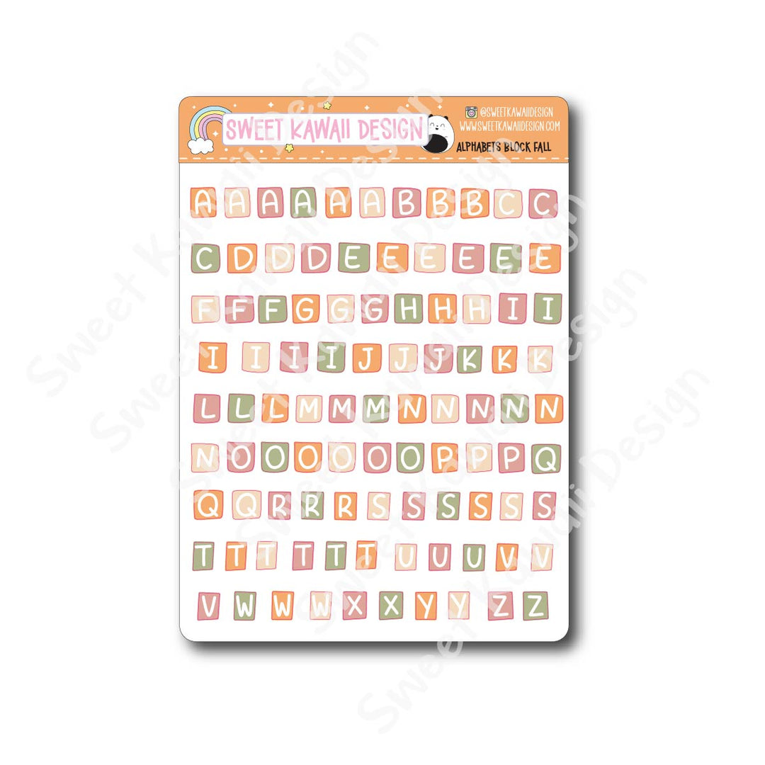 Alphabet Block Stickers - Fall