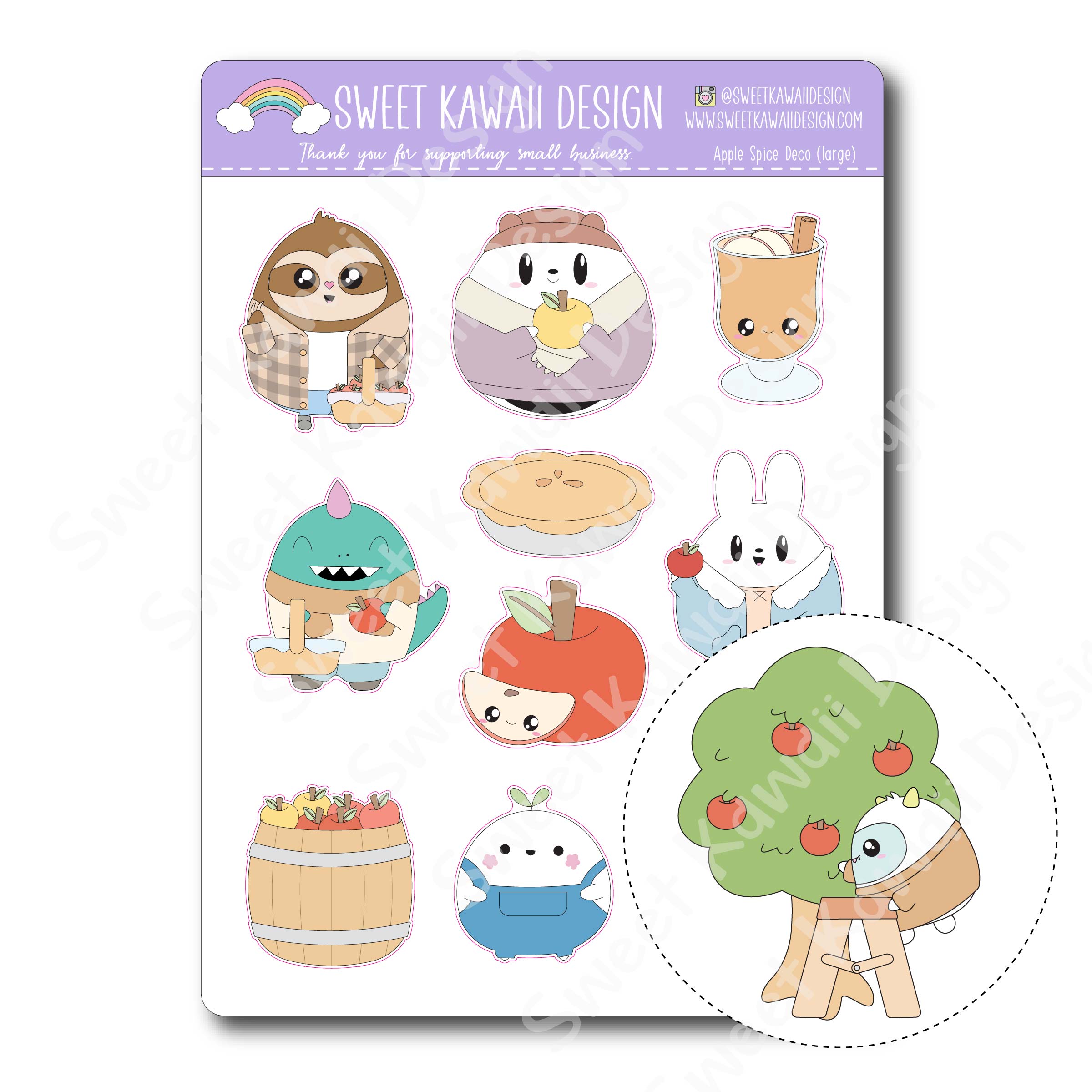 Kawaii Apple Spice Deco (LARGE) Stickers