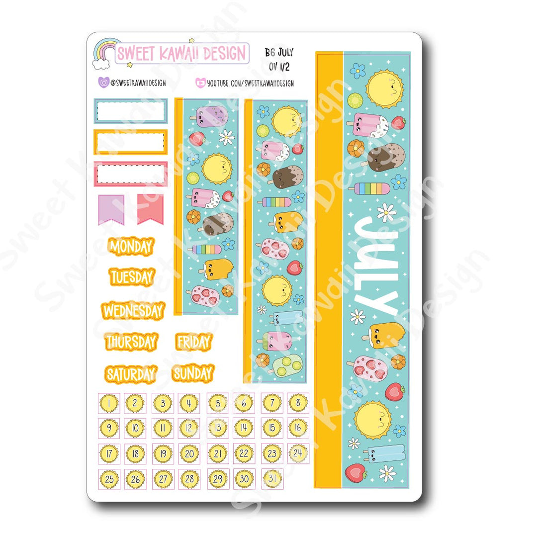 July 2025 Monthly Overview Stickers - B6 (Aura Estelle/Annie Plans)
