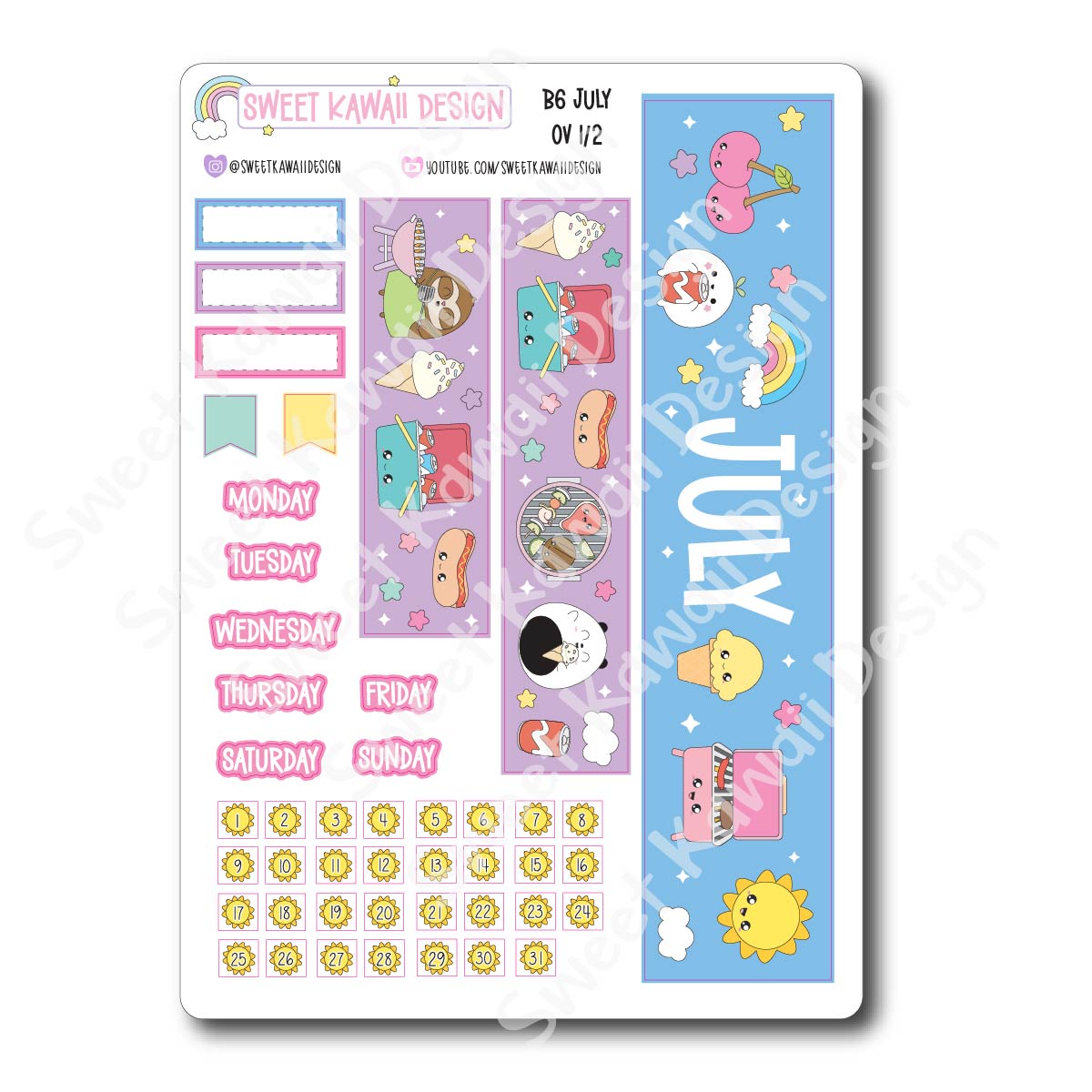 July 2024 Monthly Overview Stickers - B6 (Aura Estelle/Annie Plans)