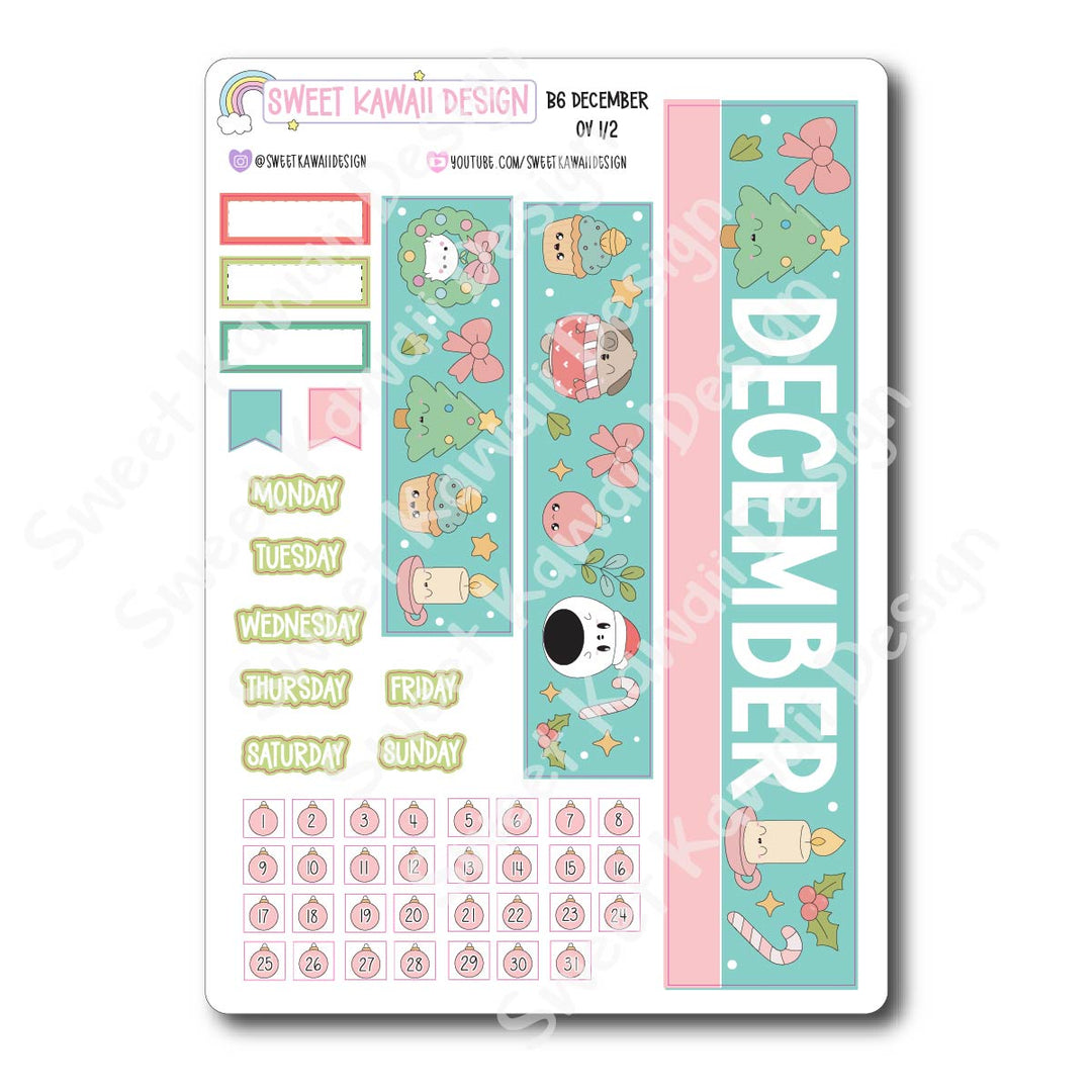 December 2025 Monthly Overview Stickers - B6 (Aura Estelle/Annie Plans)