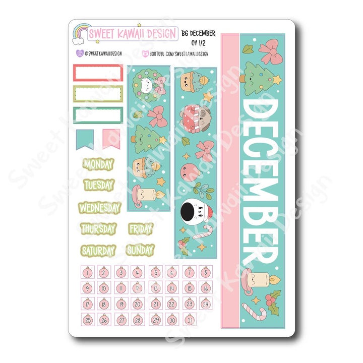 December 2025 Monthly Overview Stickers - B6 (Aura Estelle/Annie Plans)