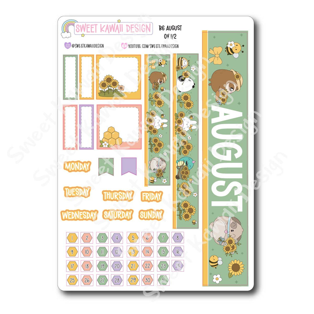 August 2026 Monthly Overview Stickers - B6 (Aura Estelle)